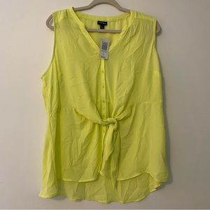 Torrid Chartreuse Button Up Sleeveless Blouse Size 0X